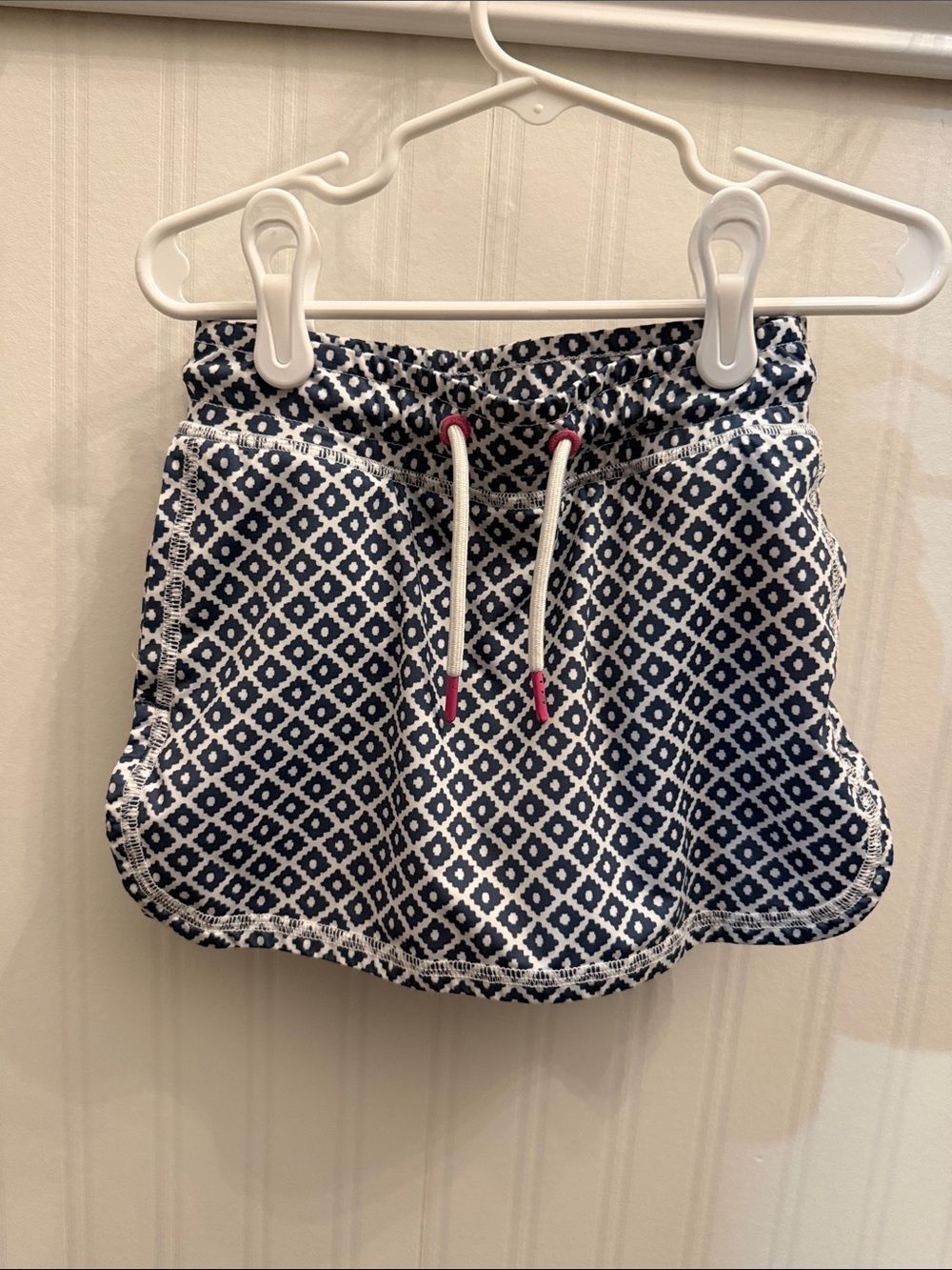 Navy Diamond-Print Drawstring girls Skorts